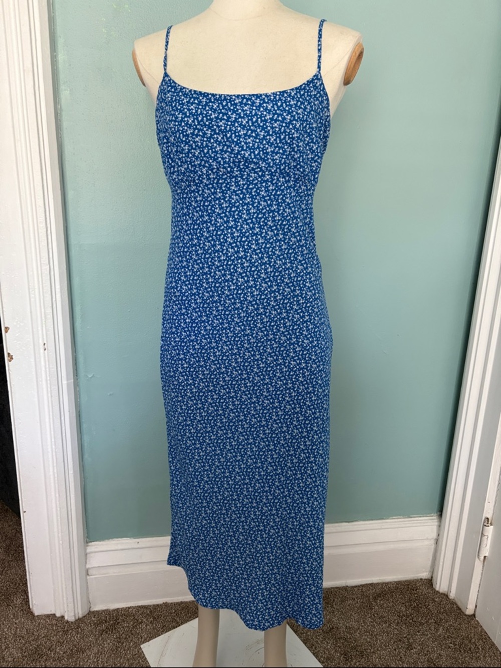 Hollister Blue Floral Midi Slip Dress